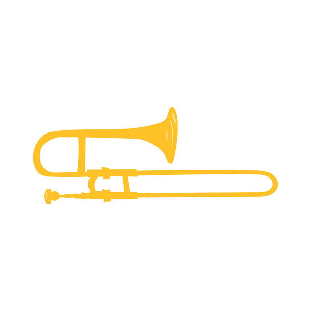 Estilo desenhado à mão vetor ilustração de instrumento musical trombone - Vetor, Imagem