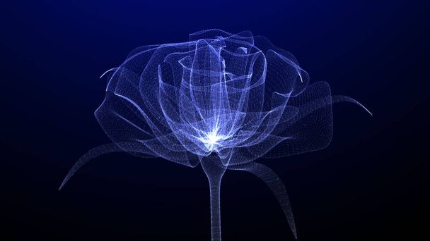 Szekrény gyönyörű ragyogó és megvilágított virág, 3D render - Fotó, kép