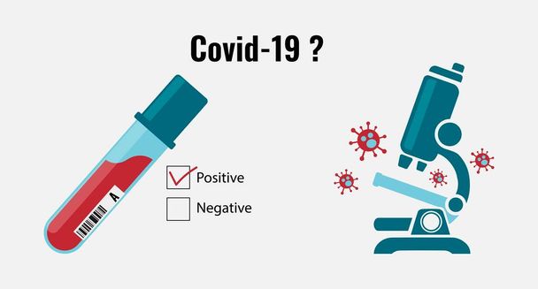 Illustrazione vettoriale del concetto di test del virus corona utilizzando il microscopio. Il Coronavirus o Covid-19 è un focolaio di pandemia mortale nell'anno 2020.  - Vettoriali, immagini