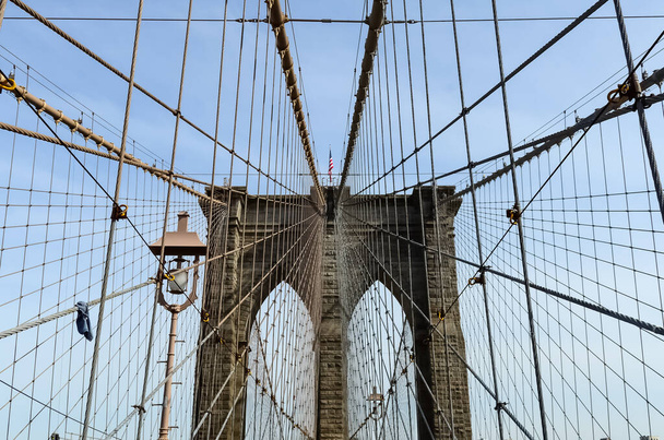 The Brooklyn Bridge is a bridge in New York City, spanning the East River between the boroughs of Manhattan and Brooklyn. - Photo, Image