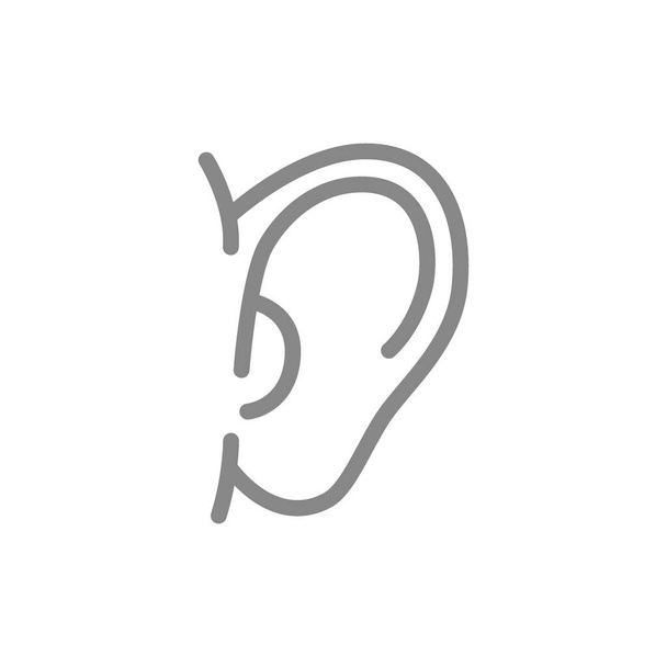 Icône de ligne d'oreille humaine. Organe auditif symbole - Vecteur, image