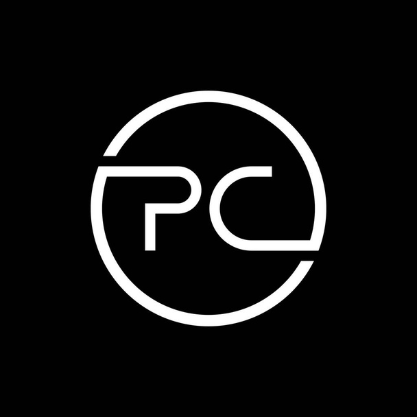 Ursprüngliche PC Letter Logo Kreative Typografie Vektorvorlage. Creative Circle Letter PC Logo Vektor. - Vektor, Bild