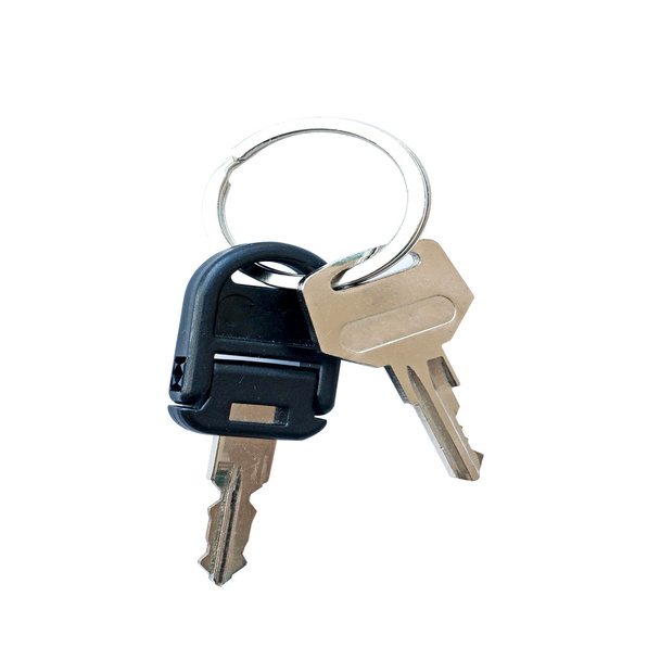 Куча ключей с электронным ключом на белом фоне
 - Фото, изображение