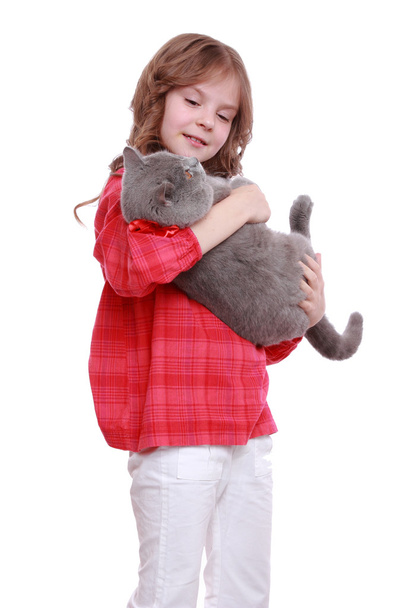 Girl with British cat - Fotó, kép