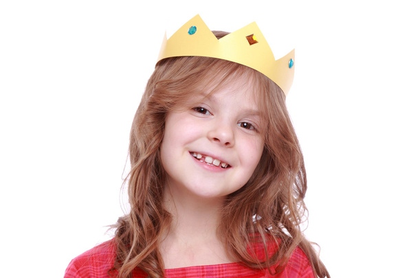 Girl with paper tiara - Photo, Image