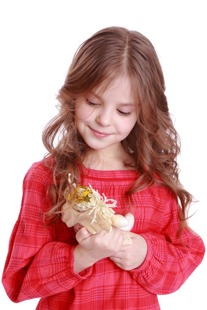 Little girl holding angel doll - Fotoğraf, Görsel