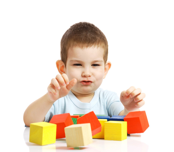 Boy plays with cubes - Фото, зображення