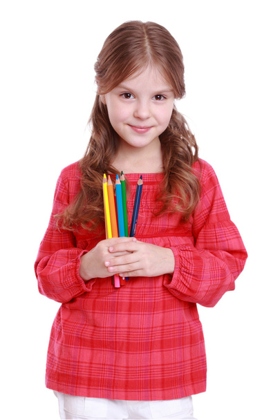 Kid with pencils - Фото, зображення