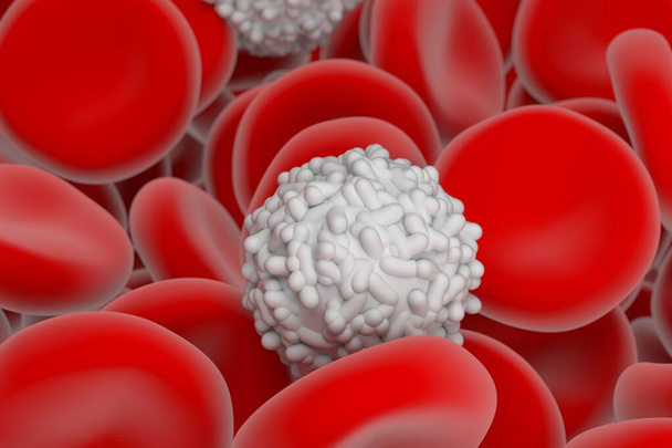 Vörös és fehér vérsejt az emberi rendszerben 3d illusztráció közelkép - Fotó, kép
