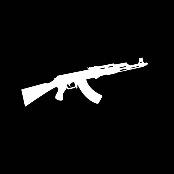 AK47 icoon. Kalashnikov machinegeweer zwart silhouet. Vectorillustratie. - Vector, afbeelding
