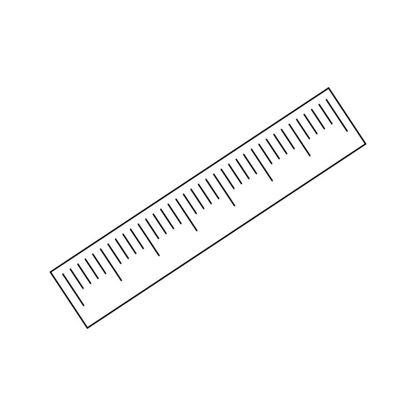Иконка вектора линейки в стиле линии на белом - Вектор,изображение
