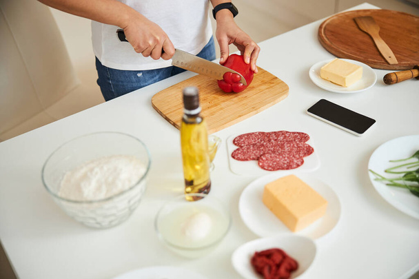 Making everything ready for delicious home pizza - Foto, Imagem