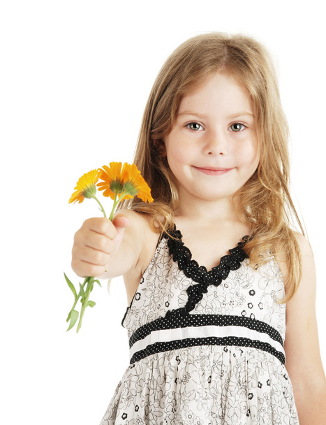 Girl and flowers - Фото, изображение