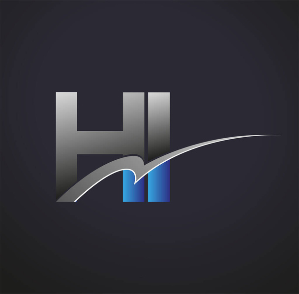 initial letter HI logotype company name colored blue and grey swoosh design. vector logo for business and company identity. - Vector, imagen