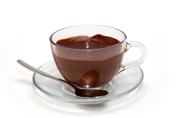 Hot chocolate in glass cup - Foto, imagen