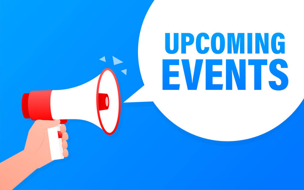 Megaphone with upcoming events poster in flat style. Vector illustration. - Vector, Image