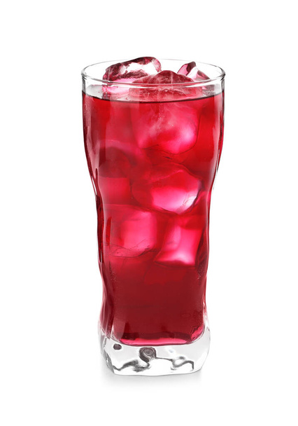 Delicious grape soda water isolated on white. Refreshing drink - Fotó, kép