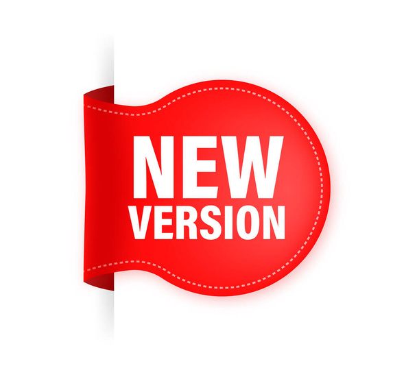 New version red label on white background. Red banner. Vector illustration. - Vector, Image