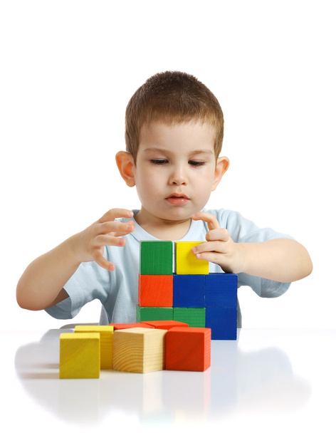 Boy plays with cubes - Фото, зображення