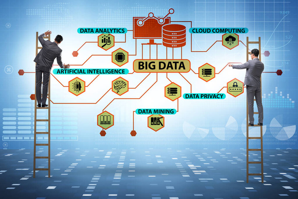 Big Data concept illustraion dans l'informatique moderne avec businessma - Photo, image