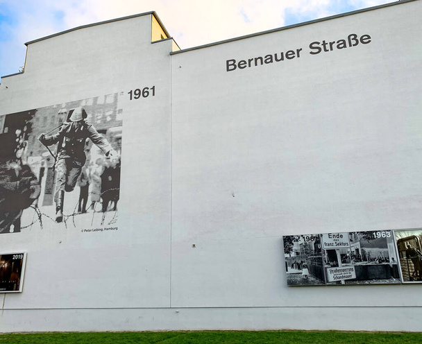 Bernauer Straße Fotos zeigten den Ort der Berliner Mauer im Laufe der Jahre teilt Ost- und Westberlin. - Foto, Bild