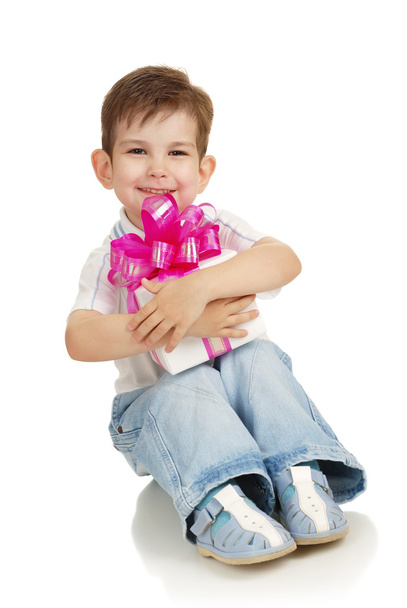 Boy with gift - Foto, Imagem