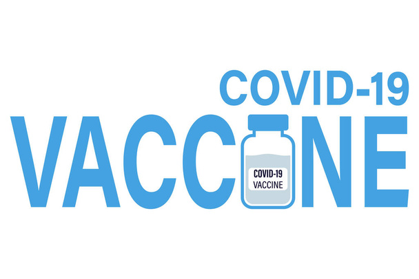  COVID-19-Impfstoff. Design des Covid-19 Impfstofflogos. Vektordesign der Druckerei. Vereinzeltes Logo-Design auf weißem Hintergrund. Ein Heilmittel gegen das Coronavirus. - Vektor, Bild