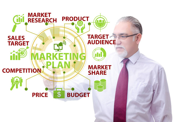 Ilustración del concepto de plan de marketing con empresario - Foto, imagen