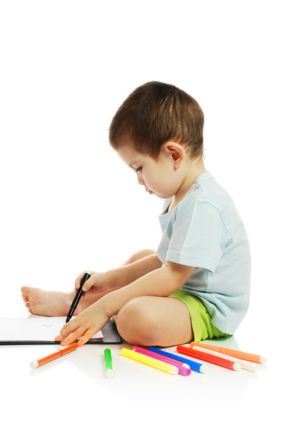 Boy draws - Фото, изображение