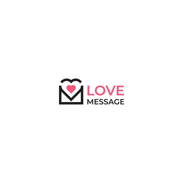 Liefdesboodschap, envelop hart. Vector logo pictogram sjabloon - Vector, afbeelding