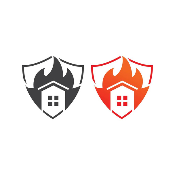 Požární ochrana domu, domácí požární štít. Šablona ikon loga vektoru - Vektor, obrázek