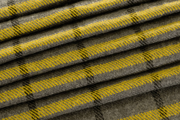 Tissu en laine, couleurs grises et jaunes, fond texture motif - Photo, image