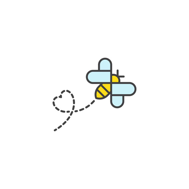 蜂の愛を飛んで。ベクターロゴアイコンテンプレート - ベクター画像