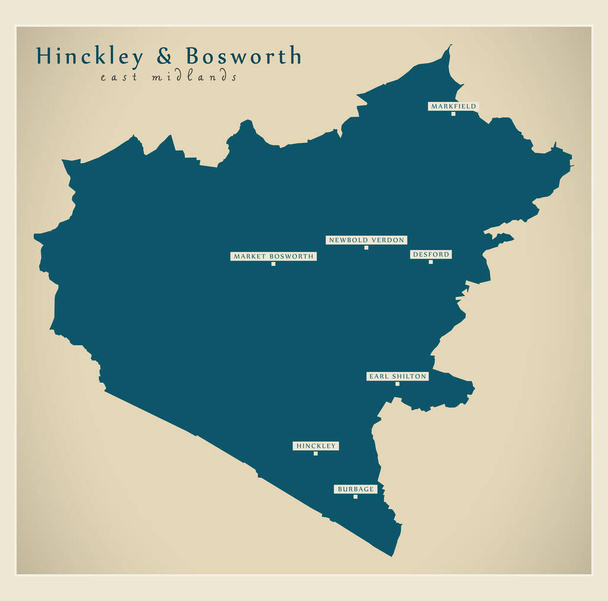 ヒンクリーとボズワース地区地図-イギリス - ベクター画像