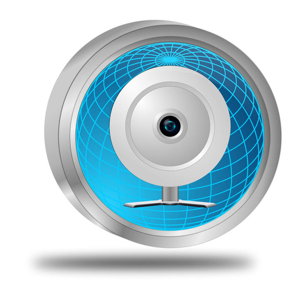 glossy blue Button with Webcam - 3D illustration - Photo, Image