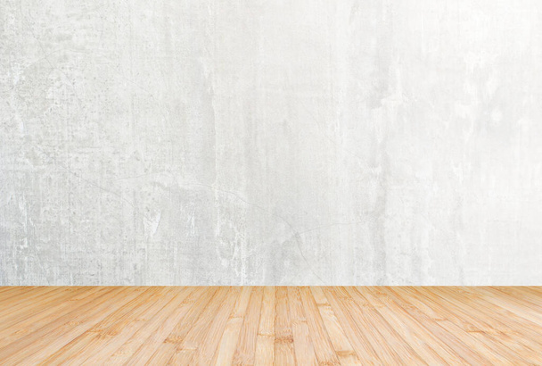 Wooden floor and concrete wall background - Φωτογραφία, εικόνα