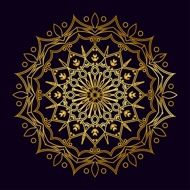 Mandala dísz design arany gradiens elszigetelt kék háttér vektor illusztráció - Vektor, kép