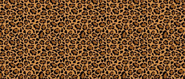 Tracery kůže jaguár s hnědým pozadím. Cheetah černé skvrny se žlutým puma maskování obrysy. - Vektor, obrázek