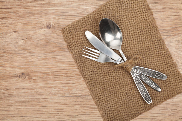 Silverware or flatware set of fork, spoon and knife - Foto, Imagem