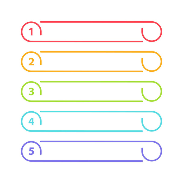 Vector One Two Three Four Five steps, progress or ranking banners with colorful tags. - Vector, Image