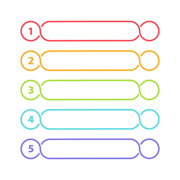 Vetor Um Dois Três Quatro Cinco passos, progresso ou classificação banners com etiquetas coloridas. - Vetor, Imagem