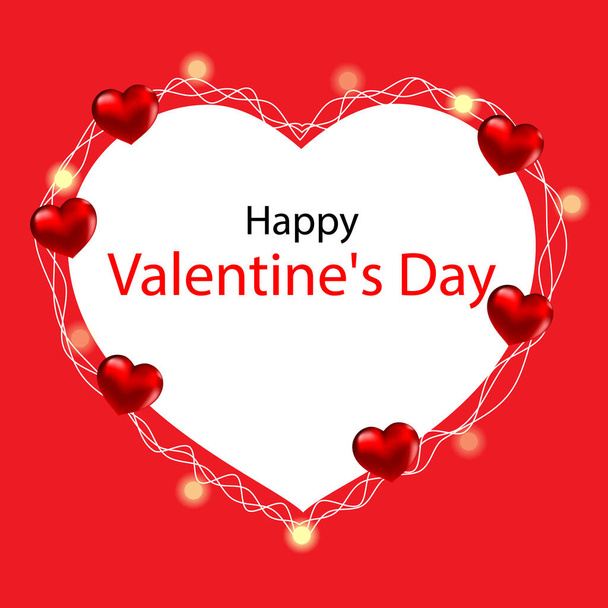 Heart with garlands for valentines day, vector art illustration. - Вектор,изображение
