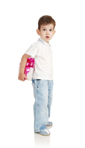 Boy with gift - Фото, изображение