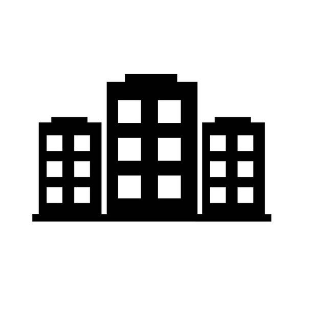 Bürogebäude-Symbol auf weißem Hintergrund. Flacher Stil. Wohnungsschild. Architektur Businesskonzept. Firmensymbol.  - Vektor, Bild