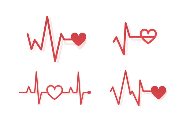 The heart rate is established. Heartbeat lines established set. - Vector, Image