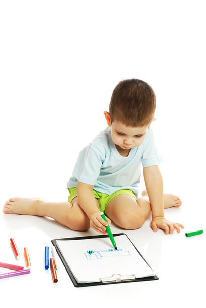 Boy draws - Фото, изображение