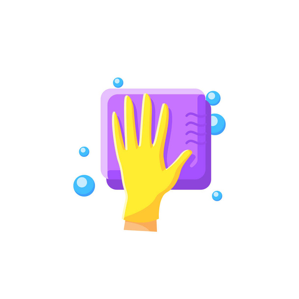 Esponja de limpieza icono plano. ilustración a color - Vector, Imagen