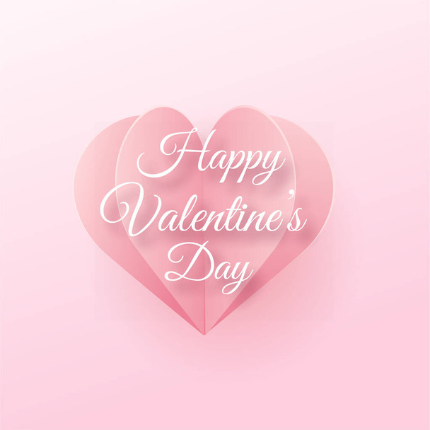 Happy Valentine s card with flying pink paper hearts. Vector - Вектор, зображення
