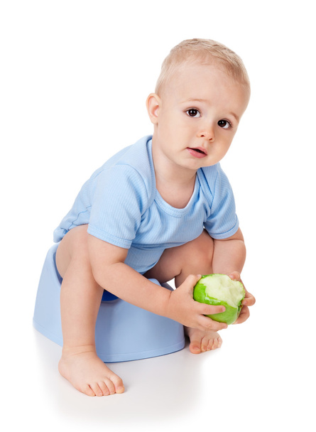 Boy with apple - Фото, изображение