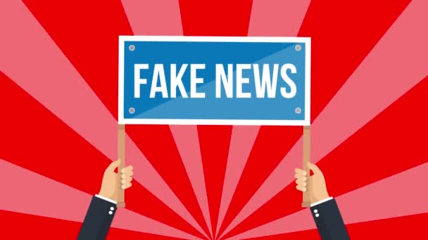 fake news sign animation.business hand holding sign4K video.Simple motion animation.can be used for Explainer Video.green background - Footage, Video
